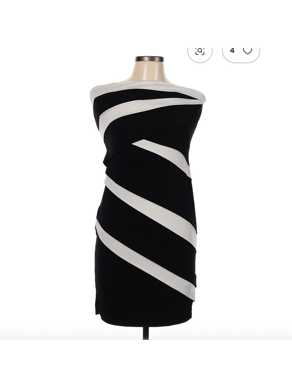 White House Black Market Black and White Strapless Casual Dress Size 10